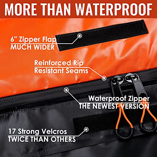 Car Rooftop Cargo Carrier Bag, 15 Cubic Feet Waterproof Heavy Duty 840D Car Roof Bag for All Vehicle with/Without Racks - Anti-Slip Mat, 6 Door Hooks, Storage Bag, 2 Extra Straps, Luggage Lock