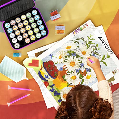 ARTDOT Diamond Painting Storage Containers, 30 Slots Diamond Painting Accessories Shockproof Jars for Jewelry Beads Rings Charms Glitter Rhinestones
