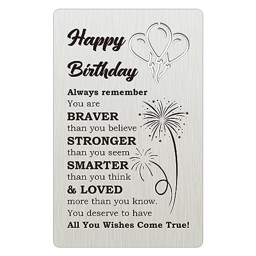 CINRLLA Engraved Wallet Card Birthday Gifts for Men, Happy Birthday Card for Him Her, Birthday Card Gifts for Boys Girls, WCB01