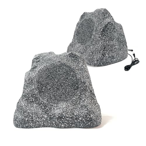 Herdio 6.5" Outdoor Rock Bluetooth Speakers Waterproof 400 Watt Resin Material All Weather for Deck Pool Backyard Patio Garden BBQ (1 Pair)