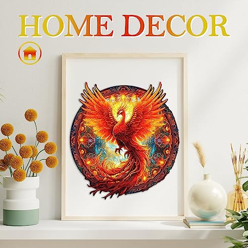 KAAYEE Wooden Jigsaw Puzzles-Wooden Puzzle Adult Unique Shape Advanced Phoenix Wooden Jigsaw Puzzle for Adult, Family Puzzles 8.5 * 7.9in 100pcs