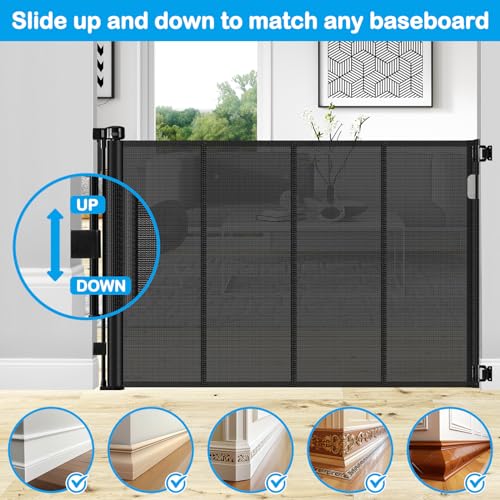 Reinforced 42 Inch Extra Tall Retractable Dog Gate with Reinforced Strips Retractable Baby Gates Extra Tall Dog Gate Outdoor Retractable Gate Extra Tall Pet Gate Tall Retractable Gates for Dogs Indoor
