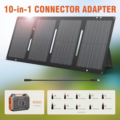 Portable Solar Generator, 300W Portable Power Station with Foldable 60W Solar Panel, 110V Pure Sine Wave, 280Wh Lithium Battery Pack with DC AC Outlet for Home Use RV Outdoor Camping Adventure