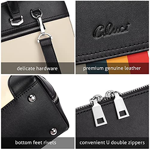 CLUCI Leather Briefcase for Women 15.6 Inch Laptop Business Vintage Slim Ladies Shoulder Bag