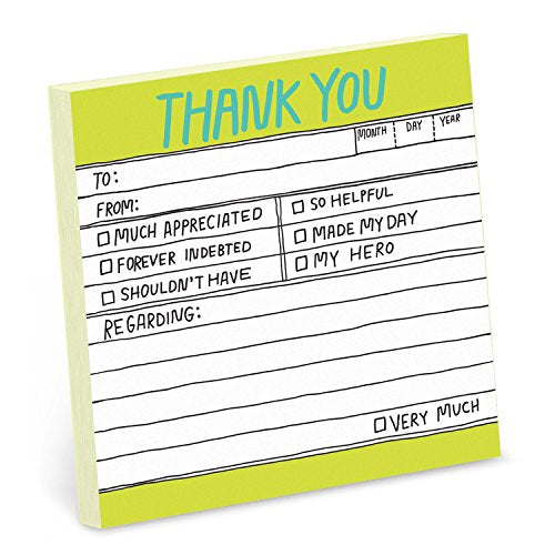 1-Count Knock Knock Thank You Hand-Lettered Sticky Notes, Thank You Notes, 3 x 3-inches, 100 sheets each