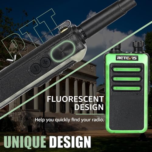 Retevis RB66 Fast Charging Walkie Talkies for Adults,Walkie Talkie with Earpiece,Fluorescent Design,USB-C Charging,Flashlight,2 Way Radio Long Range for Event Property Theme Park Museum(10 Pack)