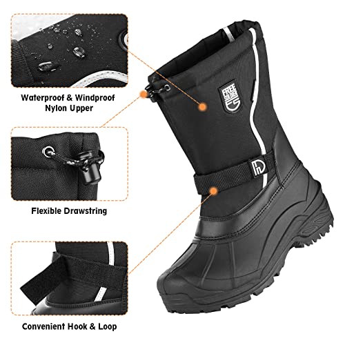 FREE SOLDIER Mens Snow Boots Insulated Waterproof Hiking Winter Shoes Nonslip Outdoor Ankle Cold Weather Boots with Warm Inner(Black,7)
