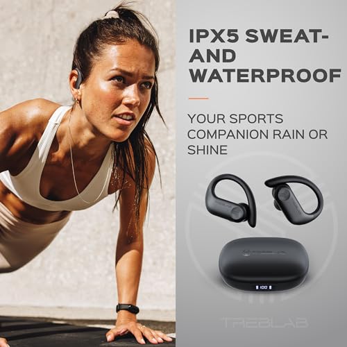 TREBLAB X3 Pro True Wireless Earbuds - Wireless Bluetooth 5.3 145H Playtime Sports Earbuds with Earhook, Earphones for Phone