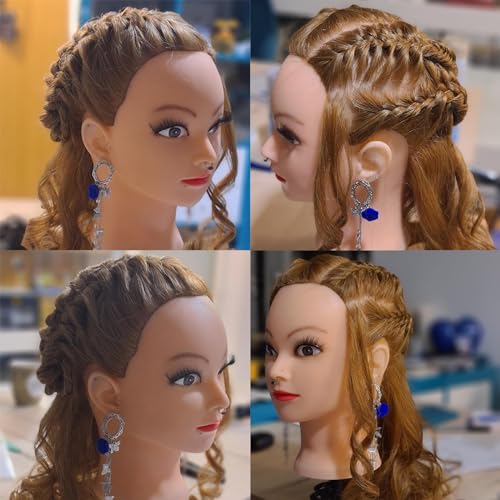 ZOMOI Mannequin Head with 80% Real Human Hair 26''-28"Cosmetology Mannequin Doll Head to Practice Hair Styles Hairdresser Practice Braiding Head(27# Light Brown)