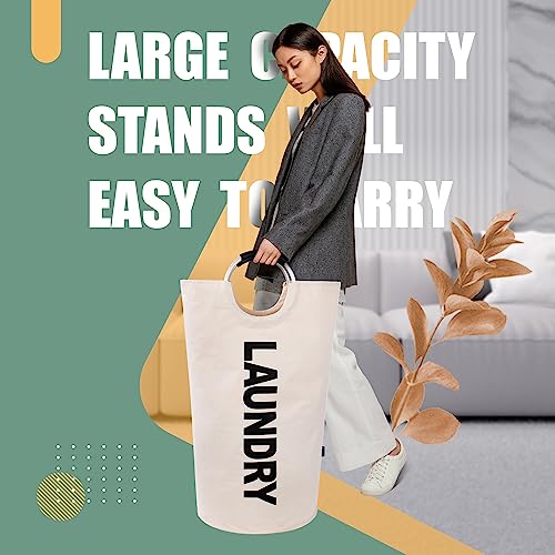 Caroeas Super Large 150L Laundry Basket Pro, Waterproof Laundry Hamper, Collapsible Laundry Basket Easy Storage, Clothes Hamper Stands Up Well, Laundry Bag with Padded Handles (Red)