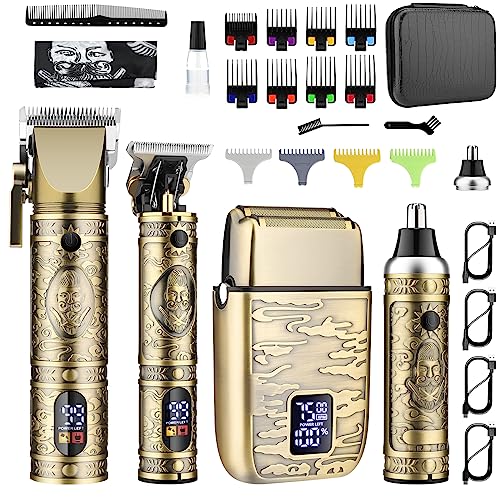 GSKY Hair Clippers for Men Professional, Beard Trimmer Kits & Sets, Cordless Mens Hair Trimmer, Electric Shavers, Haircutting Machine with LED Display, for Barber