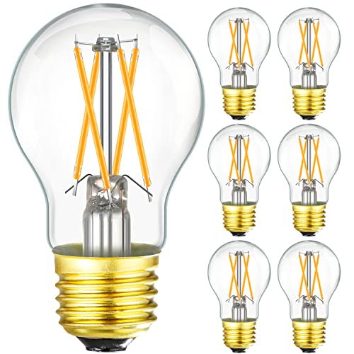 Leools Dimmable E26 led Bulb 6W Equal 60 watt Vintage LED Edison Bulb AC120V 2700K A15 LED Bulb for Ceiling Fan Light Bulbs,Appliance Bulb and Refrigerator Light Bulb 600LM Clear Medium 6Pack