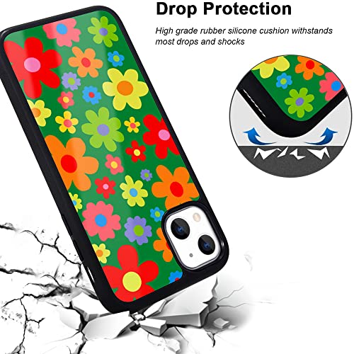 Idocolors Colorful Abstract Case for iPhone 14,Bright Geometric Protective Case Shockproof Dustproof Soft TPU Bumper Aluminum Hard Back Scratch Resistant Girly Case for iPhone 14