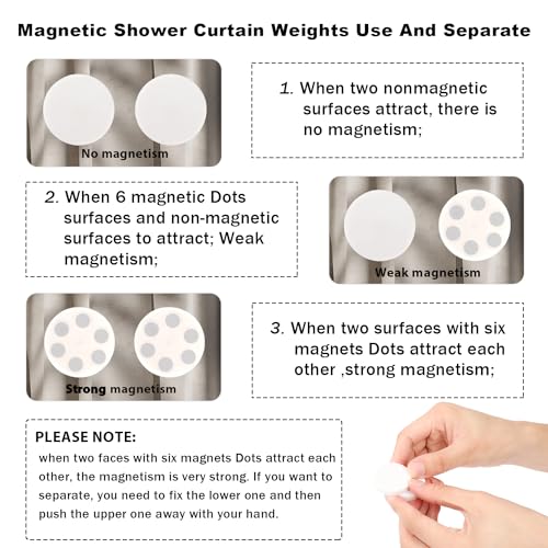 12 Packs Magnetic Shower Curtain Weights,Shower Curtain Weights Magnets,Rubber Covered Heavy Duty Weights, Prevent Curtain Liner from Blowing Around, Work for Drapery, Flag, Tablecloth (6 Pairs)