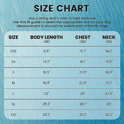 HOWGO Dog Raincoat Adjustable Pet Waterproof Windproof Jacket Dog Rain Jacket with Leash Hole for Small Medium and Large Dogs (Blue, XX-Small)