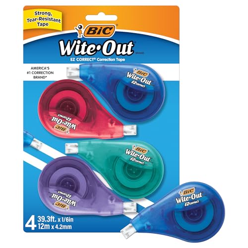 BIC White-Out Brand EZ Correct Correction Tape, 4 Count