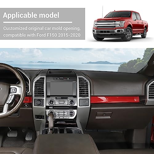 Hoolcar Dashboard Panel Trim Cover Interior Dash Board Decor Cover Center Console Panel Trim Compatible with 2015-2020 Ford F150, Red Carbon Fiber, 4PCs