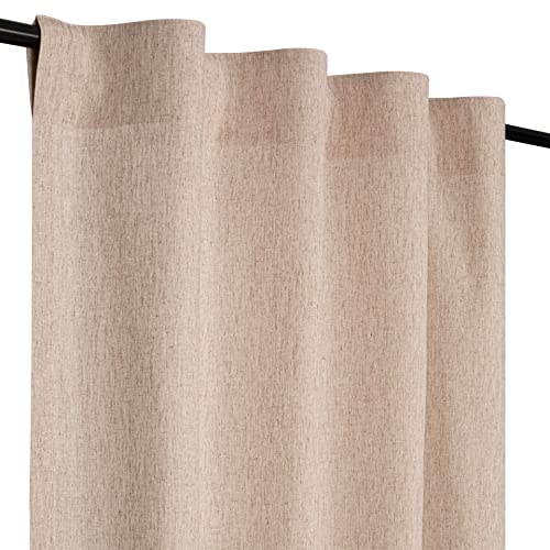 Limecasa,Farmhouse Curtain in Linen 50x84 Natural, Linen Cotton Curtains, 2 Panels Tab Top Curtains, Room Darkening Drapes, Curtains for Bedroom, Curtains for Living Room, Natural Curtain Set of 2