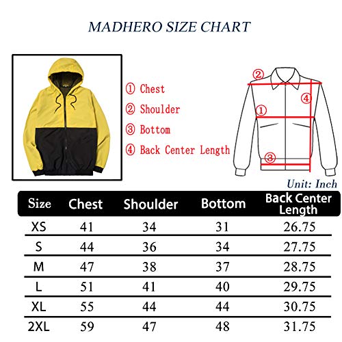 MADHERO Mens Windbreaker Jacket Lightweight 90s Retro Wind Breakers Gradient Green Size M