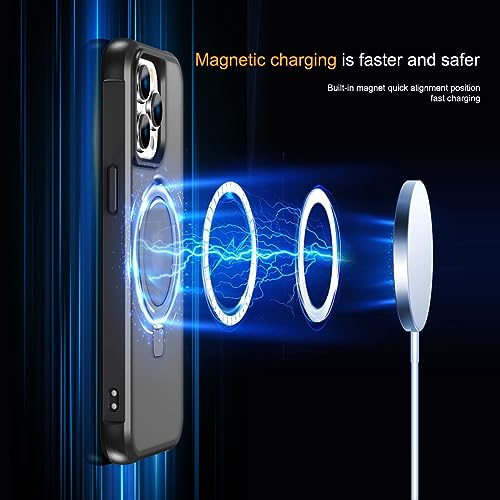 STERKER Magnetic Stand Ring Compatible with iPhone 13 Pro Max Case [Military Grade Drop Protection][Compatible with Mag-Safe] Kickstand Slim Matte Case for iPhone 13 Pro Max Phone 6.7", Black