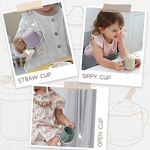 Moonkie Silicone Baby Sippy Cups | 3 Stages Training Cup Straw Cup for Infants Toddlers and Kid | 4 oz 1Pack