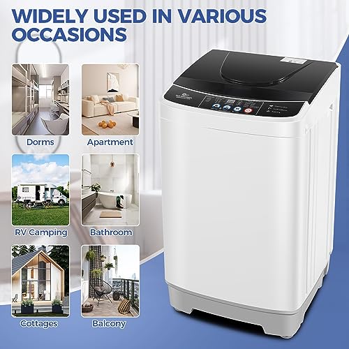 Nictemaw Portable Washing Machine 15.6Lbs Large Capacity 2.1 Cu.ft Laundry Machine with 10 Programs and 8 Water Levels Selections Compact Washer Machine for Apartment, Home, Dorms, Rv