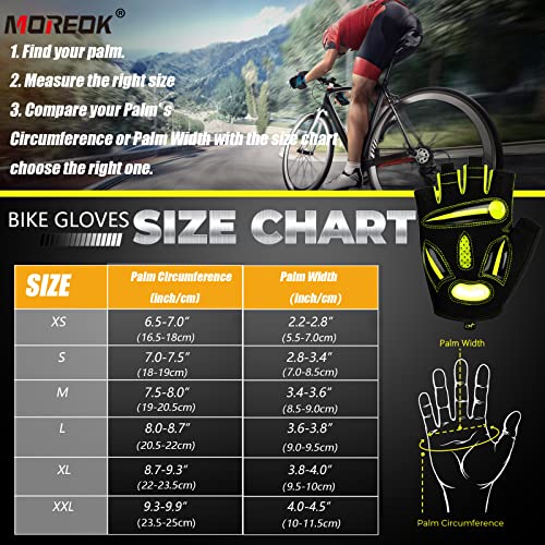 MOREOK Cycling Gloves Bike Gloves for Men/Women-[Breathable Anti-Slip 5MM Gel Pad] Biking Gloves Half Finger Road Bike MTB Bicycle Gloves-121-Green-S