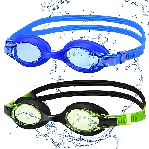 Starweh Kids Swim Goggles, 2 Pack Swimming Goggles No Leaking Anti Fog Kids Goggles for Boys Girls(Age 6-14)