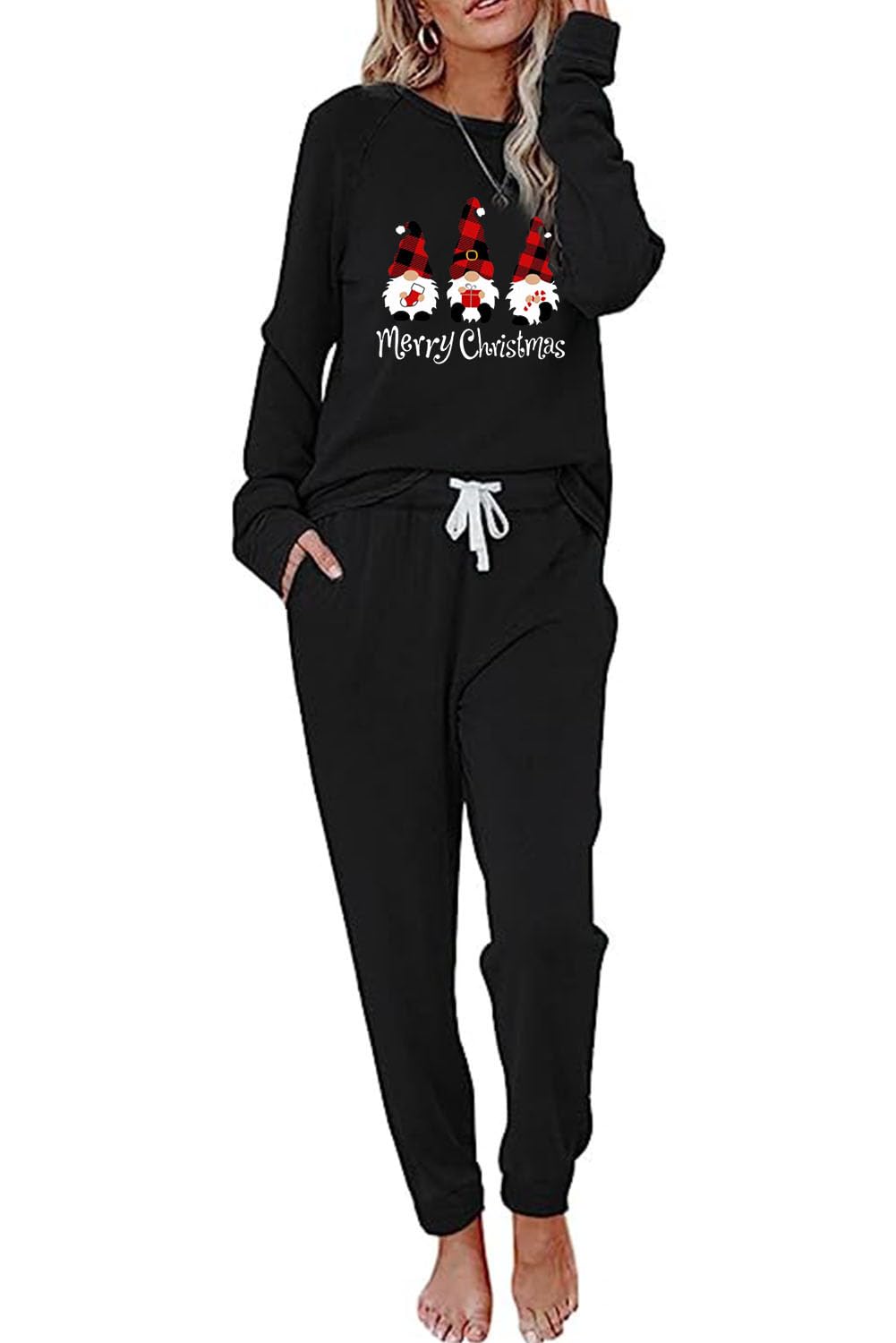 LEMOSEW Christmas Two Piece Pajamas Set Women Lounge Set Outfits Sweatsuit Sets Joggers Tracksuit Suits