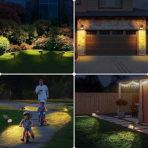 Linkind Solar Lights Outdoor Solar Lights for Outside Waterproof IP67 Solar Spot Lights 120° Adjustable Panel and Light Solar Landscape Lights for Garden Yard Landscape Pathway, 2 Pack Warm White