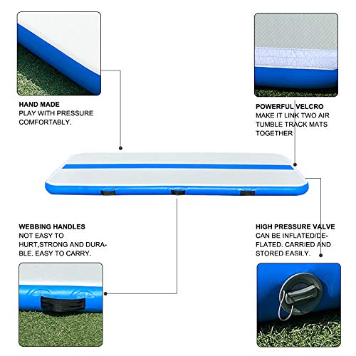 FunWater 10ft/13ft/16ft Inflatable Gymnastics Tumble Track Tumbling Mat 4in Thick Floor Tumble Track with Electric Pump for Cheer Leading/Gymnastics/Beach/Gym/Home