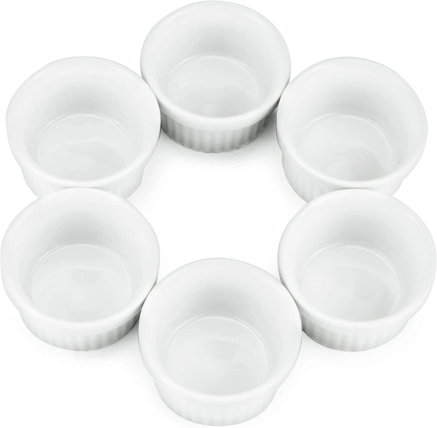 Kÿchen Mini Ramekins 1 oz. 30 ml|Microwave & Oven Safe, Porcelain Souffle Dish, Dipping Sauce, & Small Dessert Cups| 6 Count