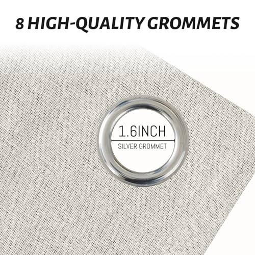 Yakamok Burnt Orange Linen Curtains 100% Blackout 63 Inches Long,Room Darkening Textured Curtains for Living Room Thermal Grommet Bedroom Curtains 2 Panels with White Liner