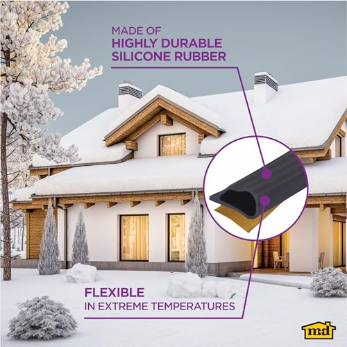 M-D Building Products 68668 Highly Durable Silicone Rubber Gasket Seal for Doors and Windows, Flexible in Extreme Temperatures, Ideal for Indoor and Outdoor Use, No Hardware Required (Black) (20 ft)