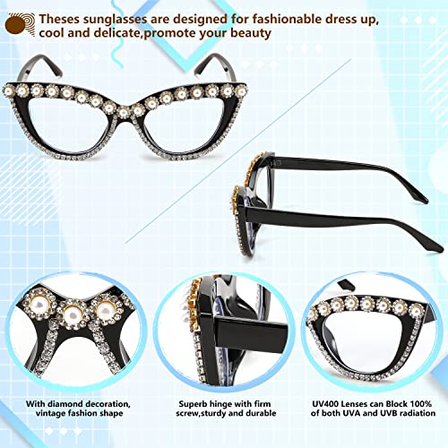 FEISEDY Diamond Glasses Blue Light Blocking Cat Eye Rhinestone Women Oversized Anti Eyestrain Computer Glasses Frame B2358