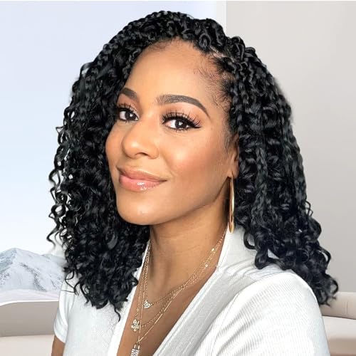 Fulcrum Goddess Box Braids Crochet Hair 12 Inch, 9 Packs Box Braids Crochet Hair for Women, Crochet Braids with Curly Ends (12Inch, Tgray#)