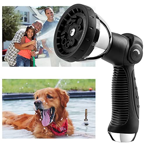 Garden Hose Nozzle Spray Nozzle,10 Hose Metal Duty Watering Patterns Thumb Control On Off Valve, High Pressure Nozzle Sprayer for Watering Plants, Car Wash,Cleaning,Showering Pets