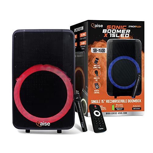 QAISE Portable Bluetooth Speaker & Karaoke Machine - Portable PA System with Wireless Mic, Professional Dual 12” Subwoofer with Lights, 7h Play time, 6000 Watts Peak Power - SonicBoomer X Douze