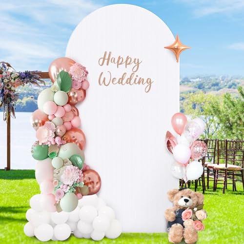 6.6 FT Wedding Arch Cover Spandex Fitted Arch Backdrop Cover, White Chiara Backdrop Stand Covers for Wedding Birthday Party Baby Shower Ceremony Banquet Decoration