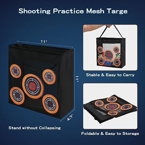 Shooting Practice Target Toy Storage Mesh Bag Compatible with Nerf Darts, Portable & Foldable Dart Zone for Kids Boys Girls 6+