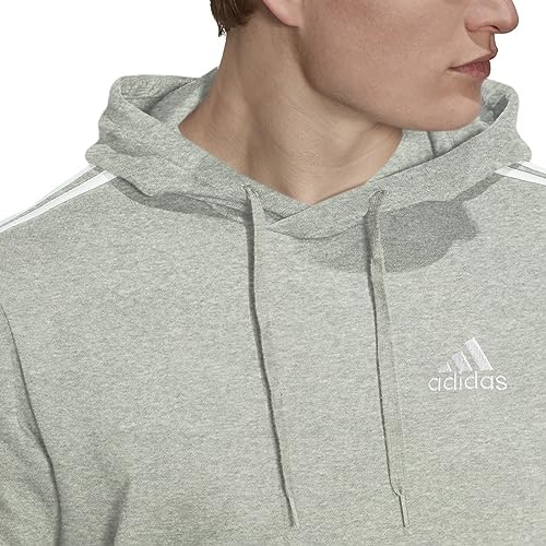 adidas Men's Essentials Fleece 3-stripes Hoodie, Medium Grey Heather, 3X-Large Tall