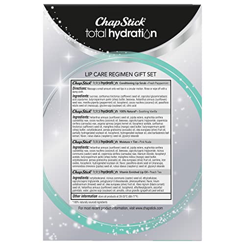 ChapStick Total Hydration Lip Kit Gift Set, Lip Moisturizer, Lip Scrub and Lip Balm Set - 4 Count