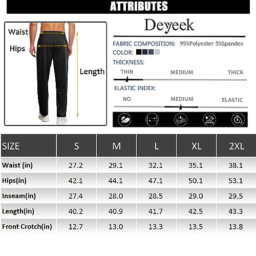 Deyeek Men's Tear Away Pants 2 Side Snap Open Bottom Sweatpants Loose Fit Casual Post Surgery Pants with Pockets Black