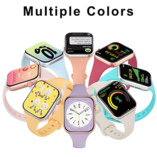DYKEISS Sport Slim Silicone Bands Compatible for Apple Watch Band 38mm 42mm 40mm 44mm 41mm 45mm 49mm, Thin Soft Narrow Replacement Strap Wristband for iWatch Series 9/8/7/SE/6/5/4/3/2/1/Ultra Women