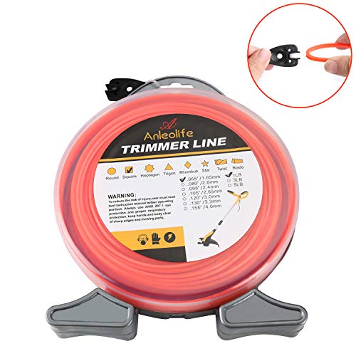 A ANLEOLIFE 1-Pound Commercial Square .095-Inch-by-212-ft String Trimmer Line Donut,with Bonus Line Cutter, Orange