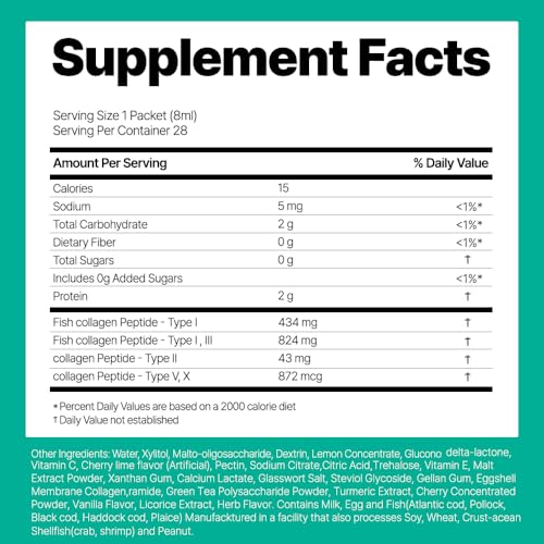 VITALBEAUTIE Liquid Collgen for Women, SuperCollagen Lift Shot - Premium Multi Collagens Peptides Type I, II, III, V, X 1500mg with Hyaluronic, Vitamin C, Third Party Certified, High Absorption