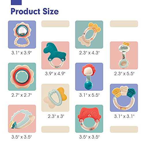 hahaland Baby Toys 0-6 Months - Baby Teething Toys for Babies 0-6 Months - Infant Baby Toys 6-12 Months - Rattles Teethers for Babies 0-3-6-12 Months - Baby Boy Girl Shower Gifts Stocking Stuffers