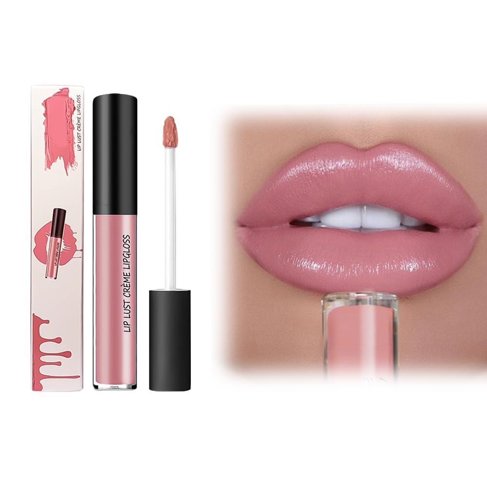 12 Colors Cream Texture Lipstick, 2024 New Waterproof Lip Gloss Moisturising Liquid Lipstick, Waterproof Long Lasting Lip Gloss for Women Makeup Natural Shiny Lips (3#, 1PC)