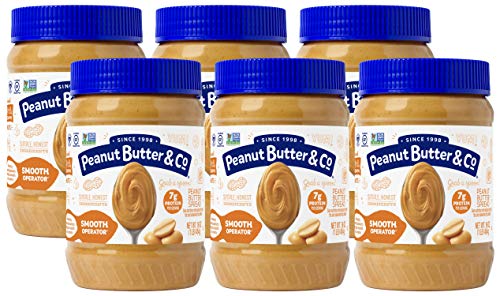 Peanut Butter & Co. Smooth Operator Peanut Butter, Non-GMO Project Verified, Gluten Free, Vegan, 16 Ounce (Pack of 6)