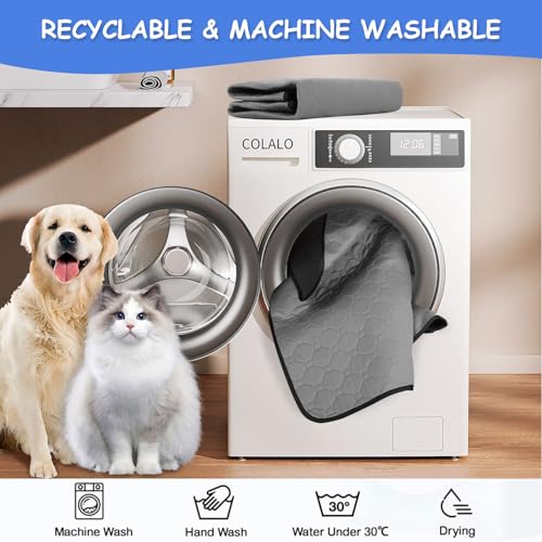 AT1NTEN 2 Pack Reusable Dog Pee Pads,Dogs Waterproof Puppy Potty Training Pee Pad,Washable Training Pads Rounded Corners Pet Mats,Lightweight Pad Dog Mat Pet Supplies,Grey,Size XS 13.4" x13.4"